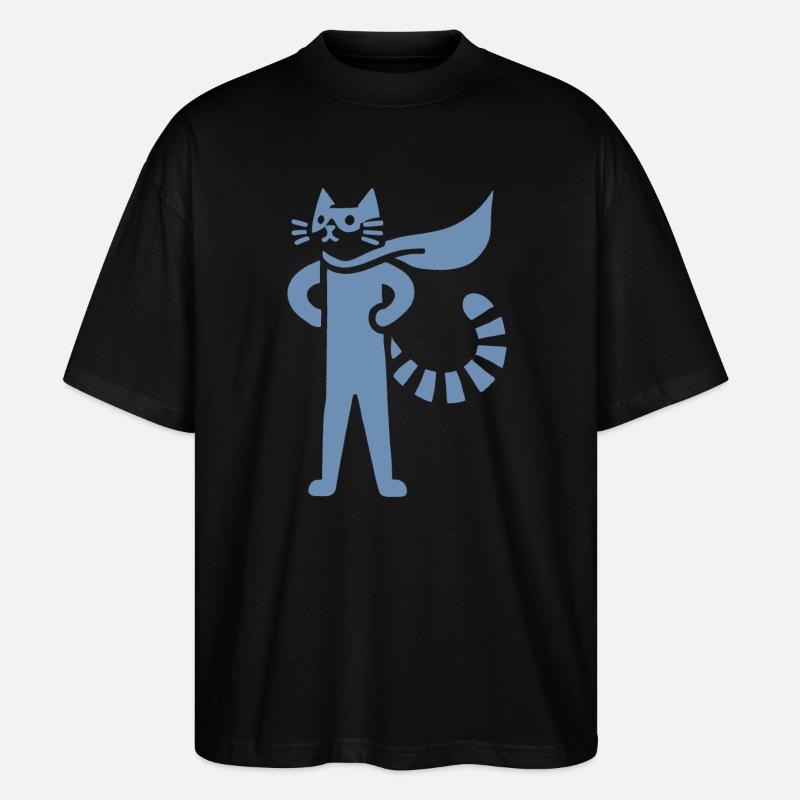 Katzen Superheld Held Silhouette Umhang - Stanley/Stella Oversized Unisex Bio T-Shirt Blaster 2.0 - Schwarz