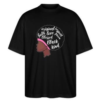 Mobbing - Stanley/Stella Oversized Unisex Bio T-Shirt Blaster 2.0 - Schwarz - Vorne - Alina (178cm) & Michal (187cm)
