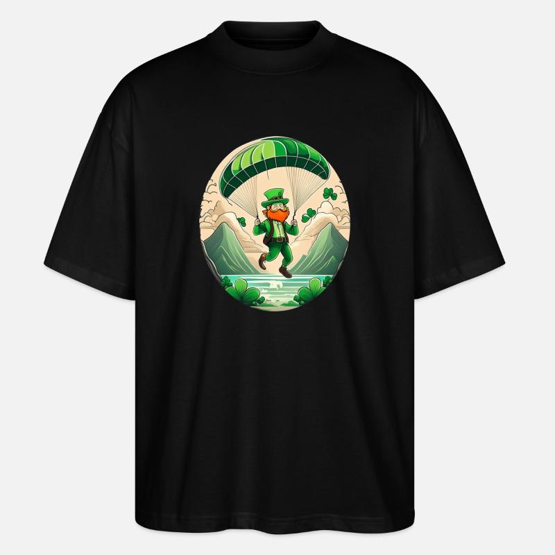 Parapente Trèfle de la Saint-Patrick - T-shirt bio Blaster 2.0 coupe oversize Stanley/Stella Unisexe - noir