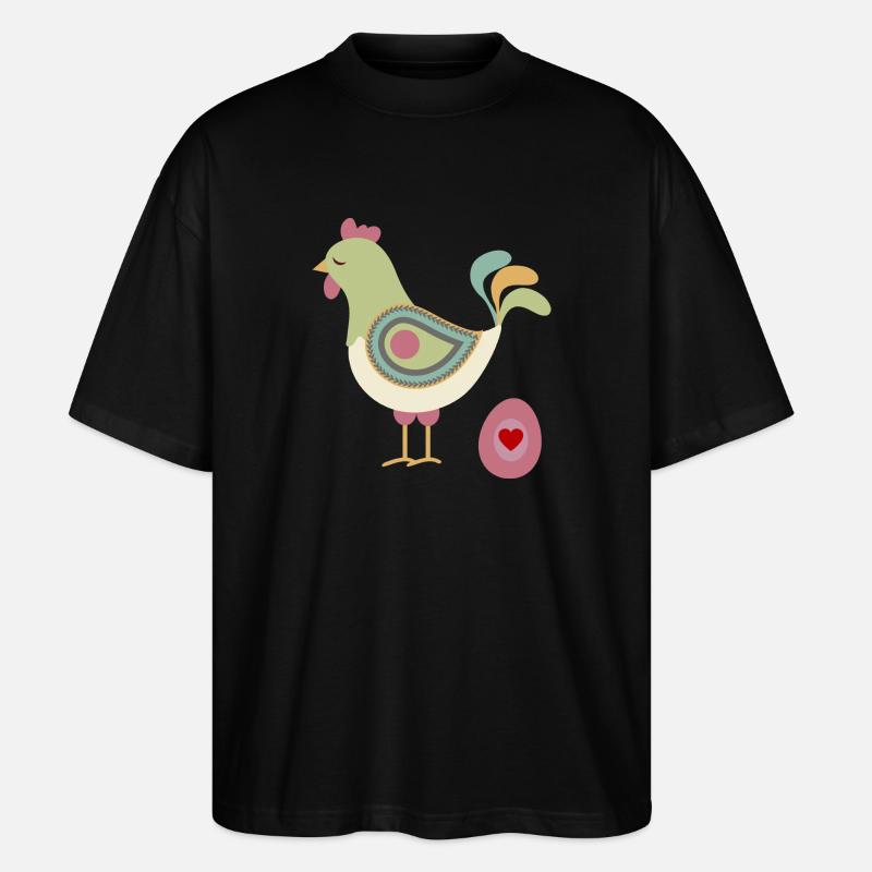 Chicken with easter egg - Stanley/Stella Oversized Unisex Organic T-shirt Blaster 2.0 - black