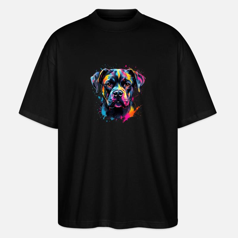 Bunter Rottweiler - Stanley/Stella Oversized Unisex Bio T-Shirt Blaster 2.0 - Schwarz