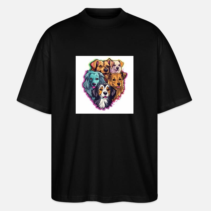 5 liebenswerte Hunde - Stanley/Stella Oversized Unisex Bio T-Shirt Blaster 2.0 - Schwarz