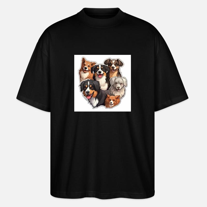 6 liebenswerte Hunde - Stanley/Stella Oversized Unisex Bio T-Shirt Blaster 2.0 - Schwarz