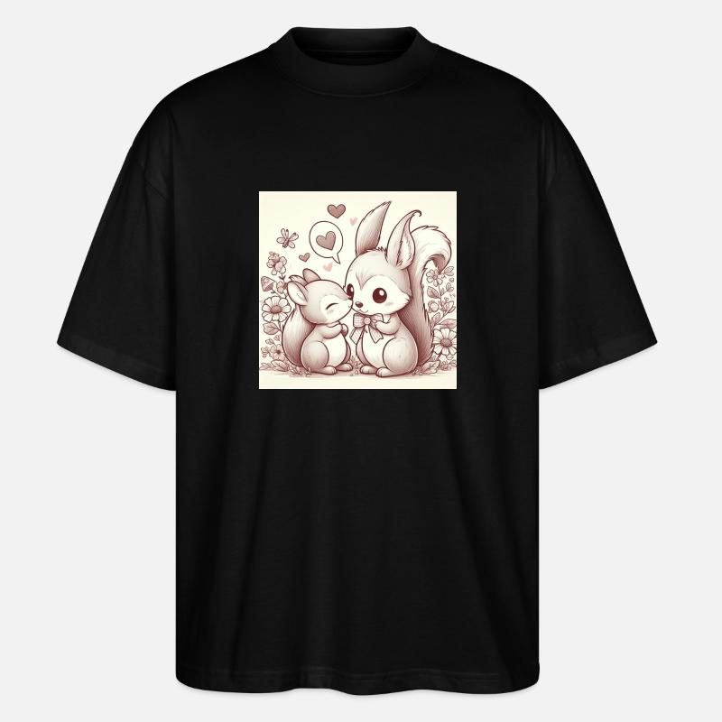 Eichhörnchen Liebe - Stanley/Stella Oversized Unisex Bio T-Shirt Blaster 2.0 - Schwarz