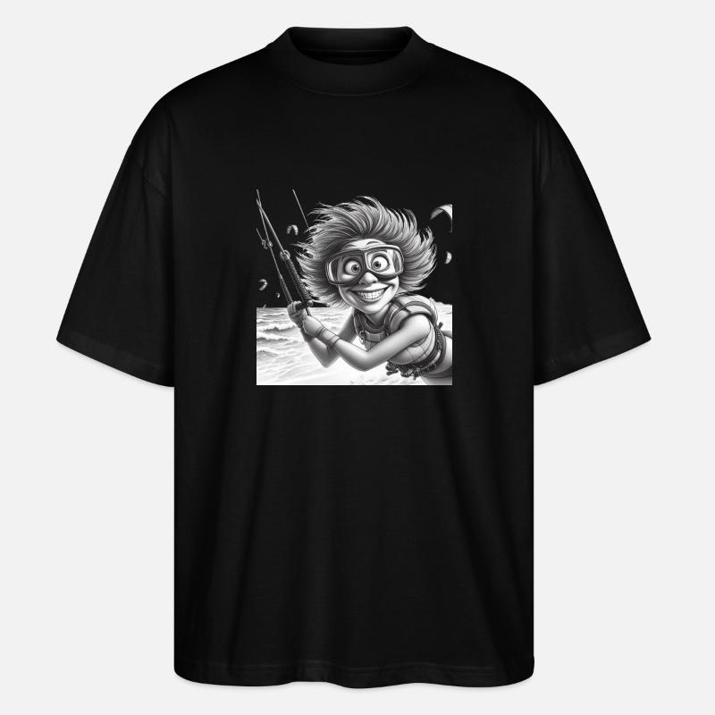 Crazy Kitesurferin 103 - Stanley/Stella Oversized Unisex Bio T-Shirt Blaster 2.0 - Schwarz