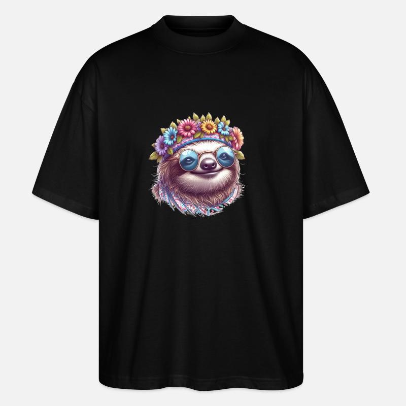 Faultier Hippie - Stanley/Stella Oversized Unisex Bio T-Shirt Blaster 2.0 - Schwarz