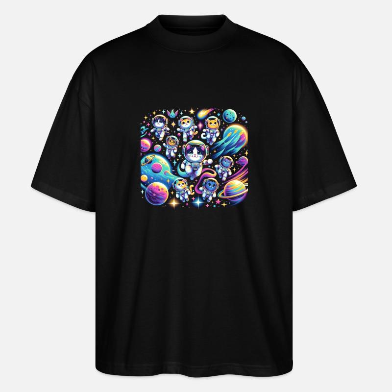 Kosmische Kätzchen-Expedition - Stanley/Stella Oversized Unisex Bio T-Shirt Blaster 2.0 - Schwarz