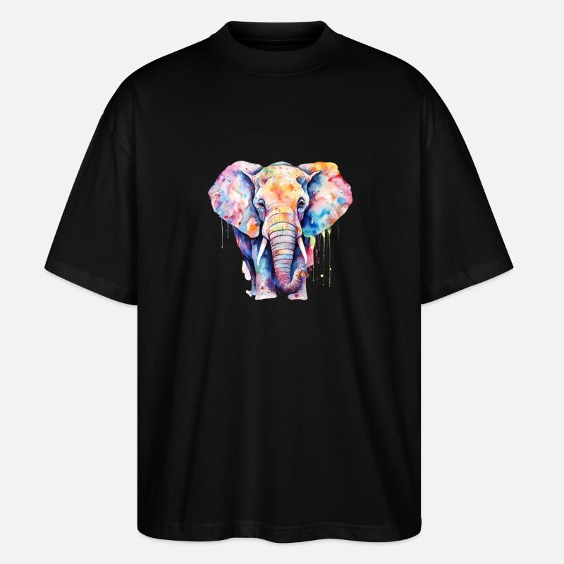 Wasserfarbe Elefant - Stanley/Stella Oversized Unisex Bio T-Shirt Blaster 2.0 - Schwarz