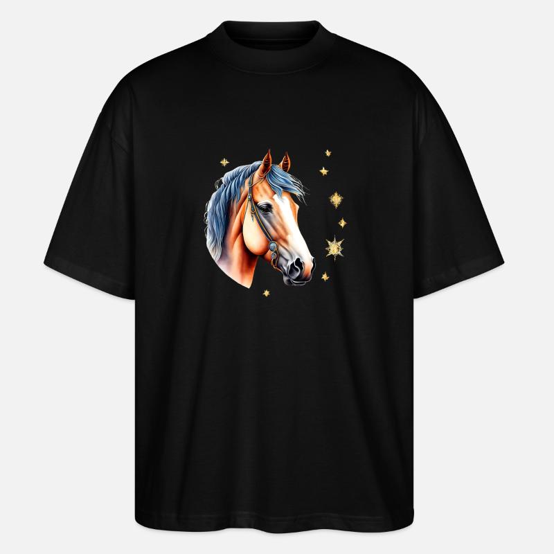 Wild und Frei: Pferdekopf - Stanley/Stella Oversized Unisex Bio T-Shirt Blaster 2.0 - Schwarz