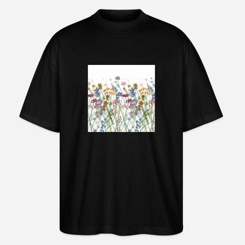 Blumenwiese - Stanley/Stella Oversized Unisex Bio T-Shirt Blaster 2.0 - Schwarz