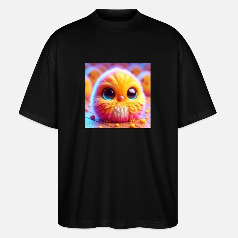 Poussin en 3D Hyperréalisme Jaune - T-shirt bio Blaster 2.0 coupe oversize Stanley/Stella Unisexe - noir