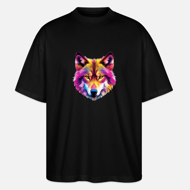 Farbiger Wolf - Stanley/Stella Oversized Unisex Bio T-Shirt Blaster 2.0 - Schwarz