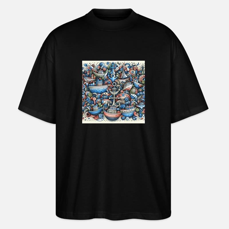 Design mit Schiffen - Stanley/Stella Oversized Unisex Bio T-Shirt Blaster 2.0 - Schwarz