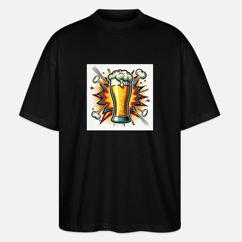 Power Bier Comic - Stanley/Stella Oversized Unisex Bio T-Shirt Blaster 2.0 - Schwarz