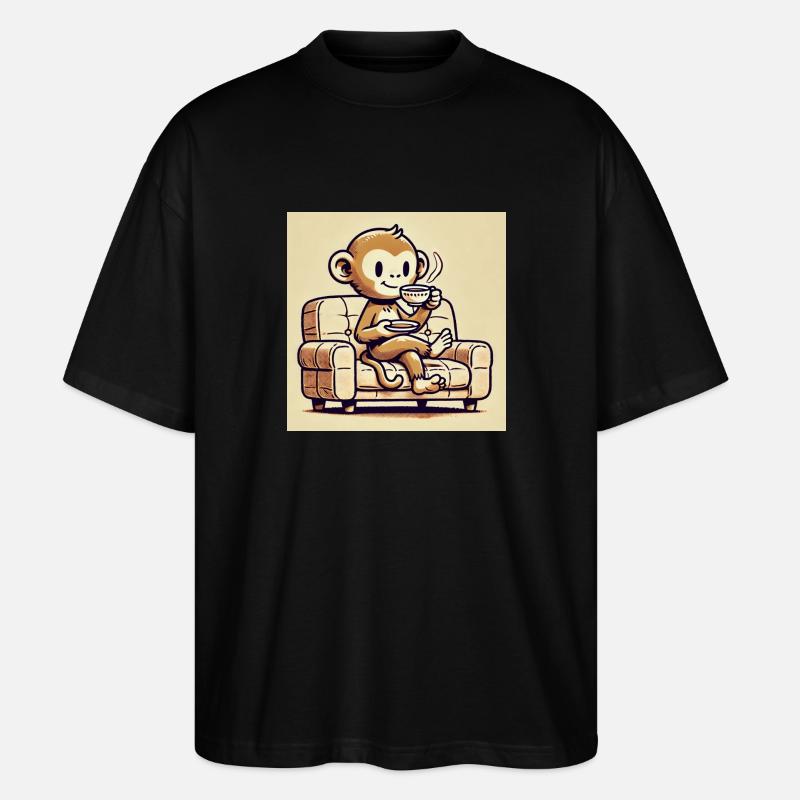Entspannter Affe – KI-Design - Stanley/Stella Oversized Unisex Bio T-Shirt Blaster 2.0 - Schwarz