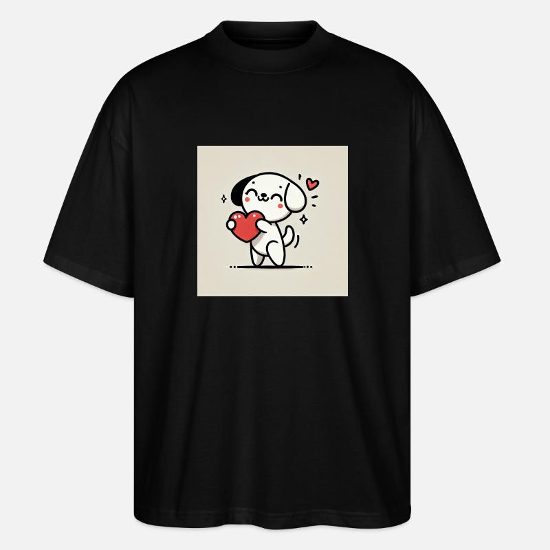 Herz Bringer Hündchen - Stanley/Stella Oversized Unisex Bio T-Shirt Blaster 2.0 - Schwarz
