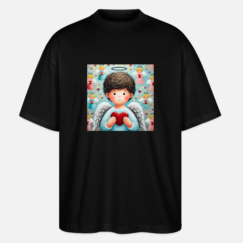 Engel mit Herz - Stanley/Stella Oversized Unisex Bio T-Shirt Blaster 2.0 - Schwarz