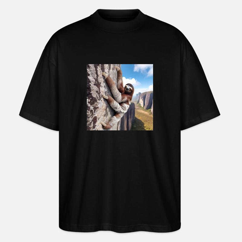 Faultier Wanderer FreeClimber - Stanley/Stella Oversized Unisex Bio T-Shirt Blaster 2.0 - Schwarz