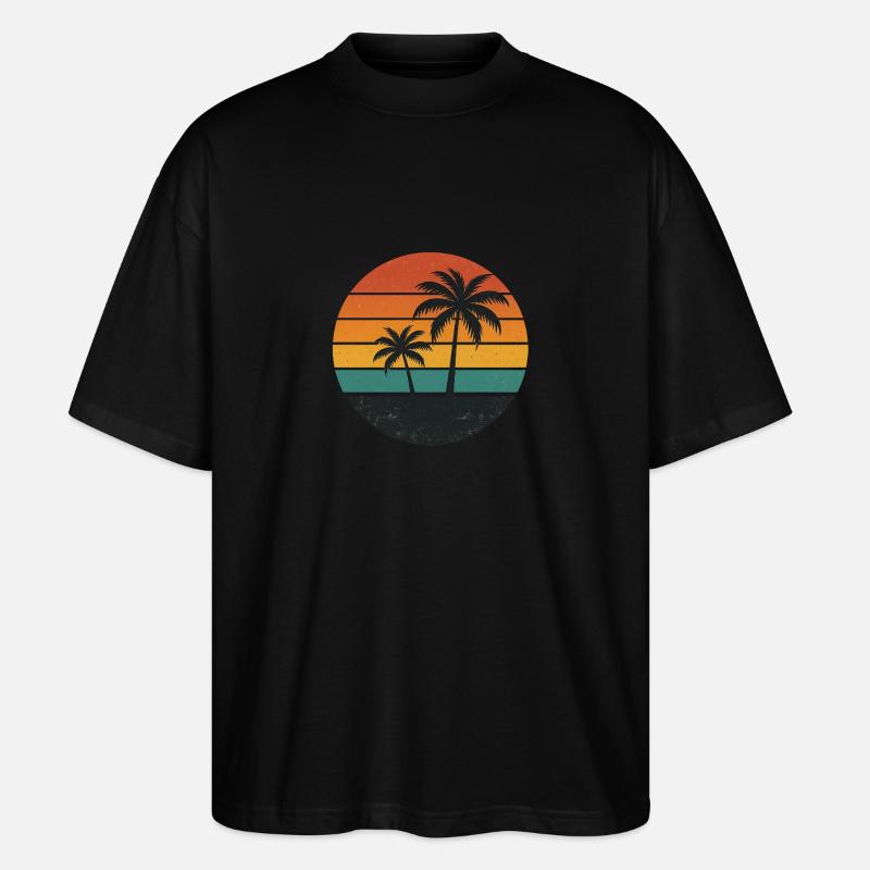 Coucher de soleil rétro - T-shirt bio Blaster 2.0 coupe oversize Stanley/Stella Unisexe - noir