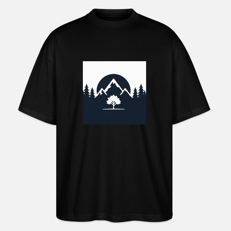 Berg- und Baumlandschaft Design - Stanley/Stella Oversized Unisex Bio T-Shirt Blaster 2.0 - Schwarz