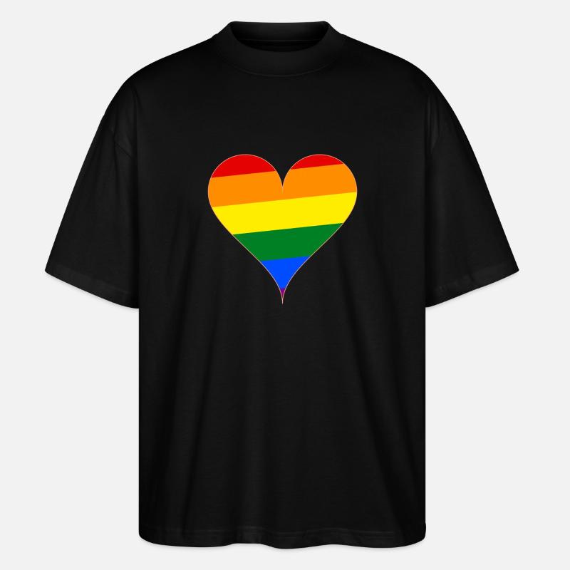 Herz Regenbogen Flagge Geschenk - Stanley/Stella Oversized Unisex Bio T-Shirt Blaster 2.0 - Schwarz