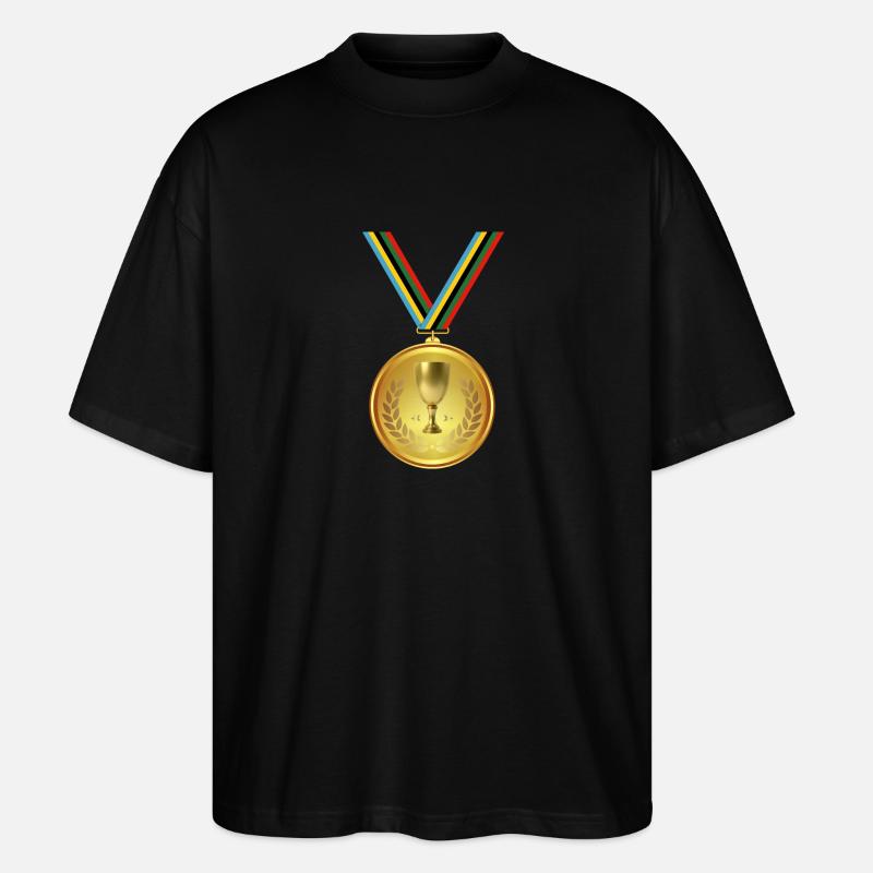 Gullmedalje, medalje, vinnervinner - Stanley/Stella Blaster 2.0 Økologisk Oversized Unisex T-skjorte - svart