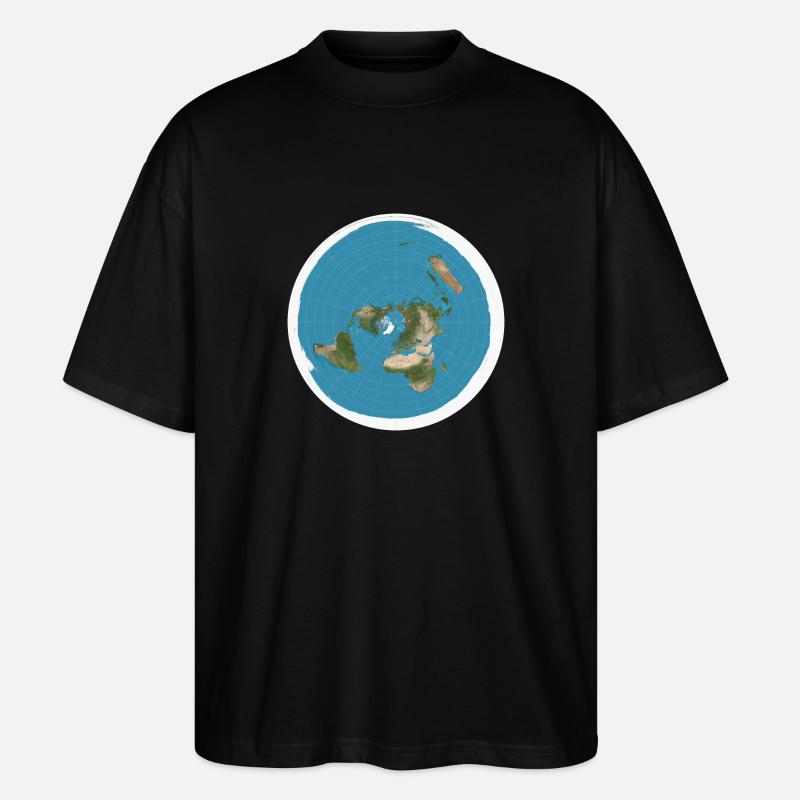 Flat earth map - Stanley/Stella Oversized Unisex Organic T-shirt Blaster 2.0 - black