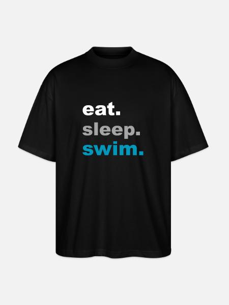 Eating, sleeping, swimming! - Gift - Stanley/Stella Oversized Unisex Organic T-shirt Blaster 2.0 - black