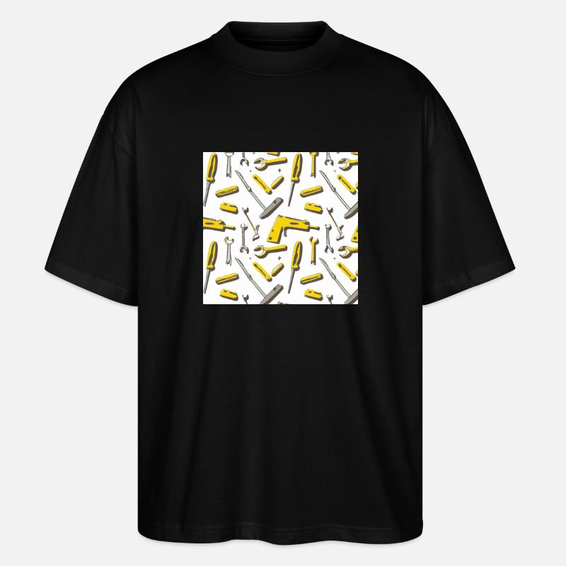 Werkzeug Muster - Stanley/Stella Oversized Unisex Bio T-Shirt Blaster 2.0 - Schwarz