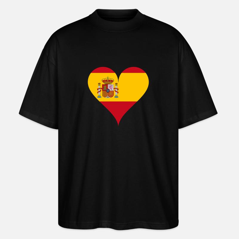 Herz Spanische Flagge Spanien Fan - Stanley/Stella Oversized Unisex Bio T-Shirt Blaster 2.0 - Schwarz