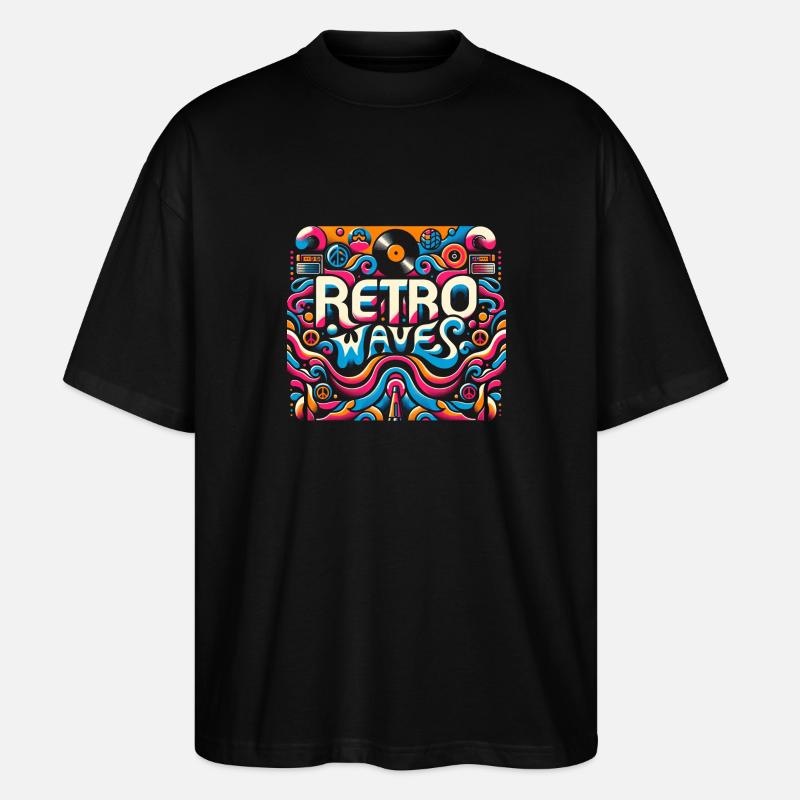 Retro-Wellen-Ästhetik - Stanley/Stella Oversized Unisex Bio T-Shirt Blaster 2.0 - Schwarz