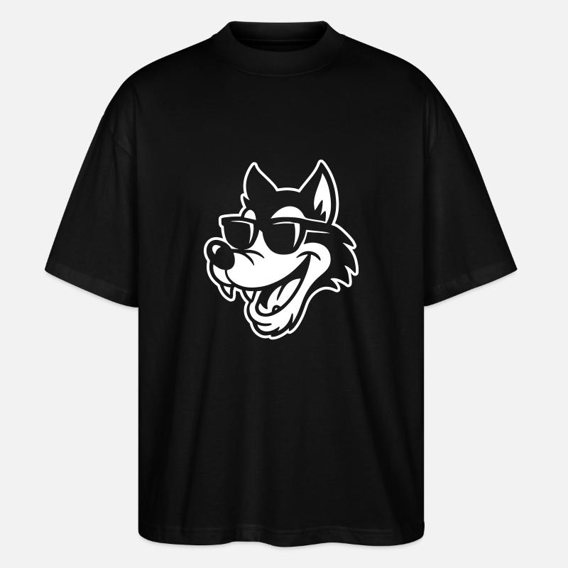 Wolf Comic Lustig - Stanley/Stella Oversized Unisex Bio T-Shirt Blaster 2.0 - Schwarz