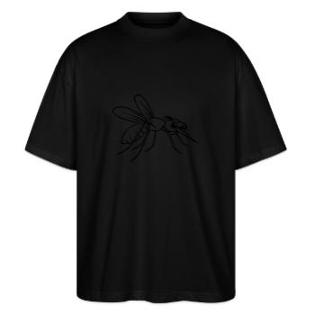 Mücke witzig - Stanley/Stella Oversized Unisex Bio T-Shirt Blaster 2.0 - Schwarz - Vorne - Alina (178cm) & Michal (187cm)