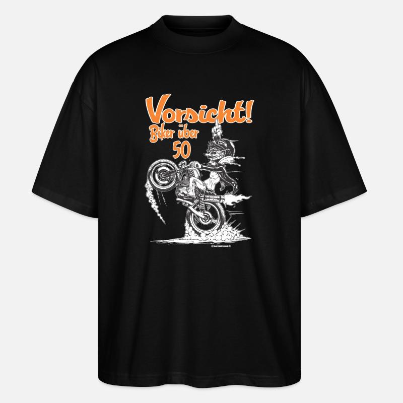 Bikerdesign Biker über 50 - Stanley/Stella Oversized Unisex Bio T-Shirt Blaster 2.0 - Schwarz