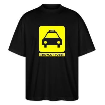 Taxi Boycott UBER - T-shirt bio Blaster 2.0 coupe oversize Stanley/Stella Unisexe - noir - Devant - Alina (178cm) & Michal (187cm)