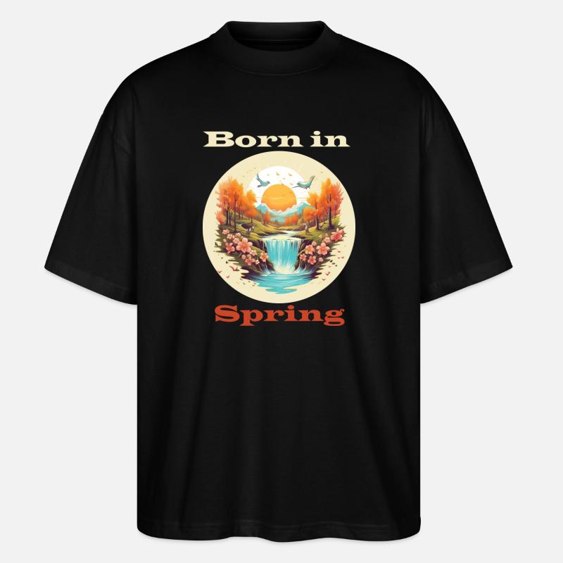 Born in Spring - Stanley/Stella Oversized Unisex Organic T-shirt Blaster 2.0 - black