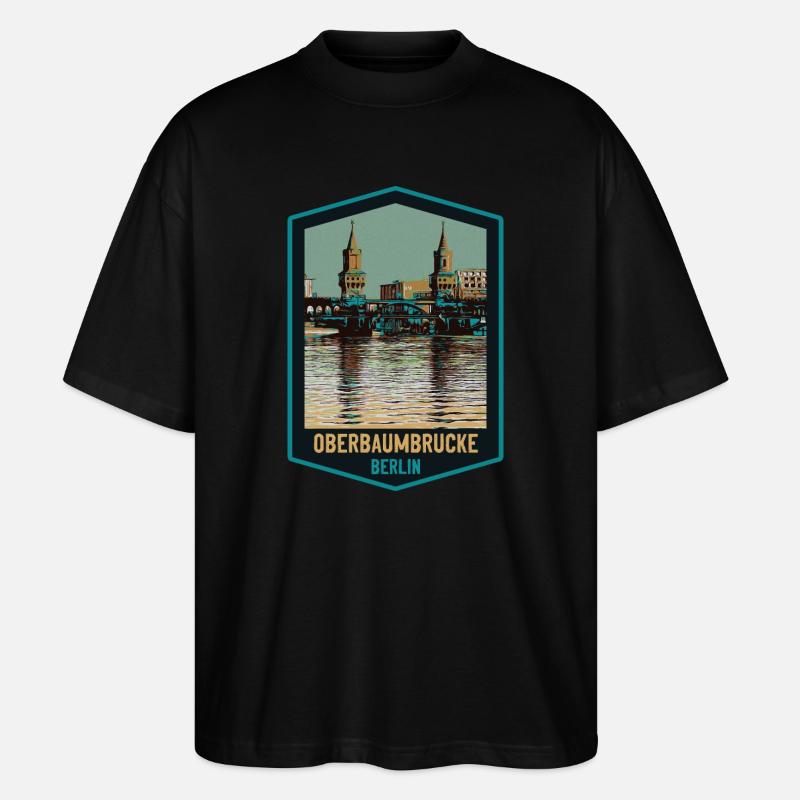 Illustration Oberbaumbrücke, Berlin - Stanley/Stella Oversized Unisex Bio T-Shirt Blaster 2.0 - Schwarz