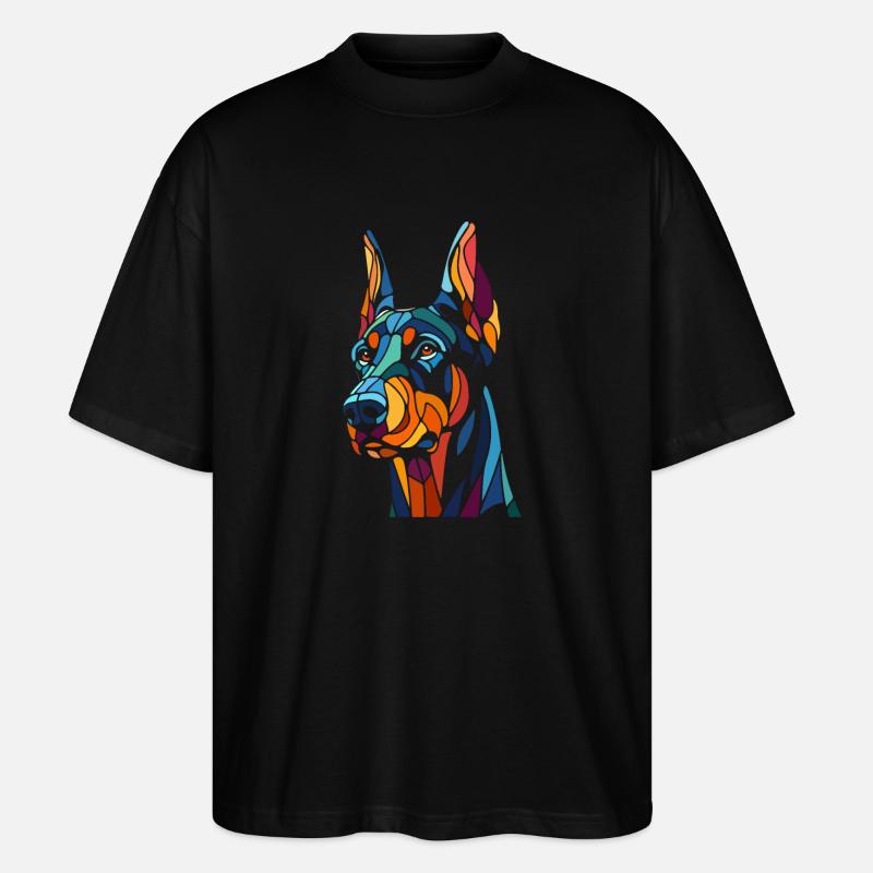 Dobermann Hundekopf - Stanley/Stella Oversized Unisex Bio T-Shirt Blaster 2.0 - Schwarz