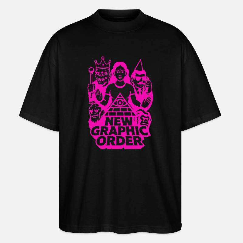 Nouvelle commande graphique Pulp Art rose - T-shirt bio Blaster 2.0 coupe oversize Stanley/Stella Unisexe - noir