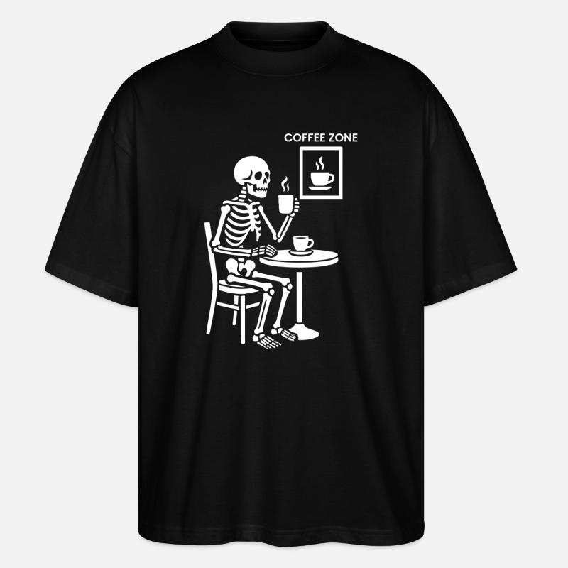 Zone de café squelette - T-shirt bio Blaster 2.0 coupe oversize Stanley/Stella Unisexe - noir