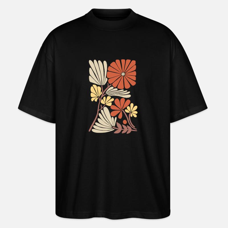 Boho Floral Pattern - Stanley/Stella Oversized Unisex Organic T-shirt Blaster 2.0 - black