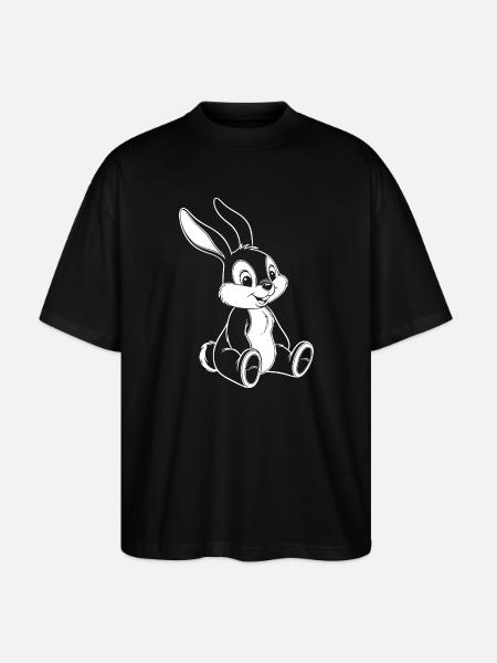 Lustiger Hase Süße Bunny Illustration - Stanley/Stella Oversized Unisex Bio T-Shirt Blaster 2.0 - Schwarz