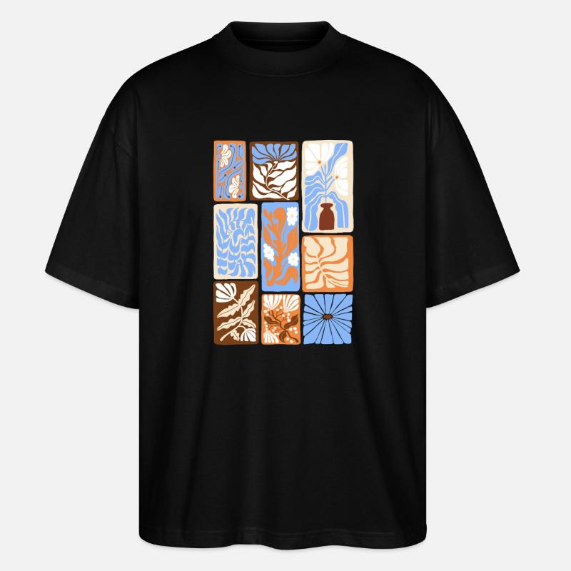 Abstrakte botanische Muster - Stanley/Stella Oversized Unisex Bio T-Shirt Blaster 2.0 - Schwarz