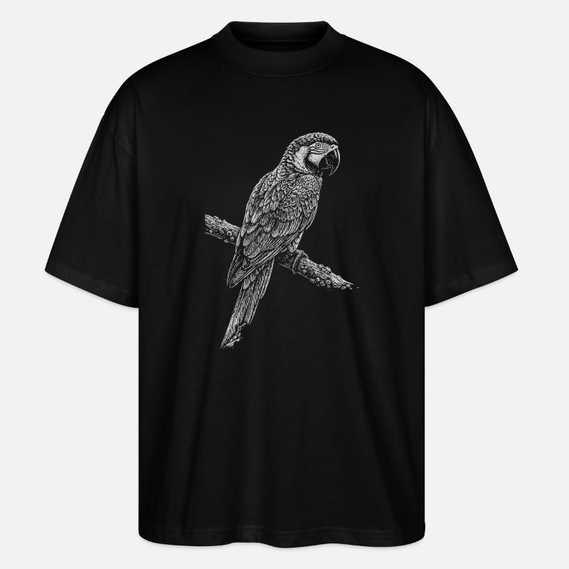 Papageien-Silhouette auf dem Ast - Stanley/Stella Oversized Unisex Bio T-Shirt Blaster 2.0 - Schwarz