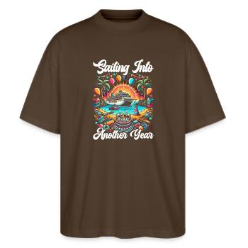 Bateau de croisière Croisière Bateau de croisière - T-shirt bio Blaster 2.0 coupe oversize Stanley/Stella Unisexe - marron foncé - Devant - Alina (178cm) & Michal (187cm)
