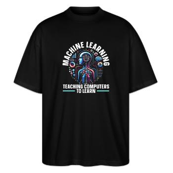Künstliche Intelligenz, Ki, Maschinelles Lernen - Stanley/Stella Oversized Unisex Bio T-Shirt Blaster 2.0 - Schwarz - Vorne - Alina (178cm) & Michal (187cm)