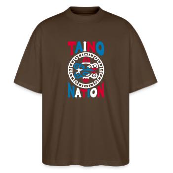 Porto Rico Drapeau Pays Nationalité Pr Boricua - T-shirt bio Blaster 2.0 coupe oversize Stanley/Stella Unisexe - marron foncé - Devant - Alina (178cm) & Michal (187cm)