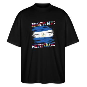 Nationalité du pays du pavillon nicaraguayen - T-shirt bio Blaster 2.0 coupe oversize Stanley/Stella Unisexe - noir - Devant - Alina (178cm) & Michal (187cm)
