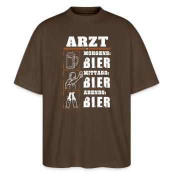 Mon quotidien de médecin - T-shirt bio Blaster 2.0 coupe oversize Stanley/Stella Unisexe - marron foncé - Devant - Alina (178cm) & Michal (187cm)
