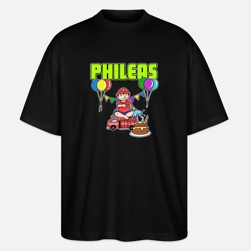 Feuerwehr Phileas Geschenk - Stanley/Stella Oversized Unisex Bio T-Shirt Blaster 2.0 - Schwarz